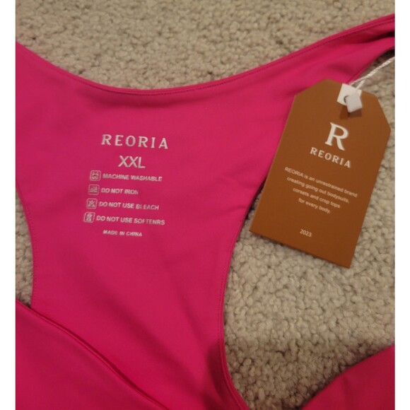 Lot Of 2 NWT Reoria Hot Pink bodysuit & NWOT Lou Keith Orange Tank Women's XXL - Picture 2 of 9
